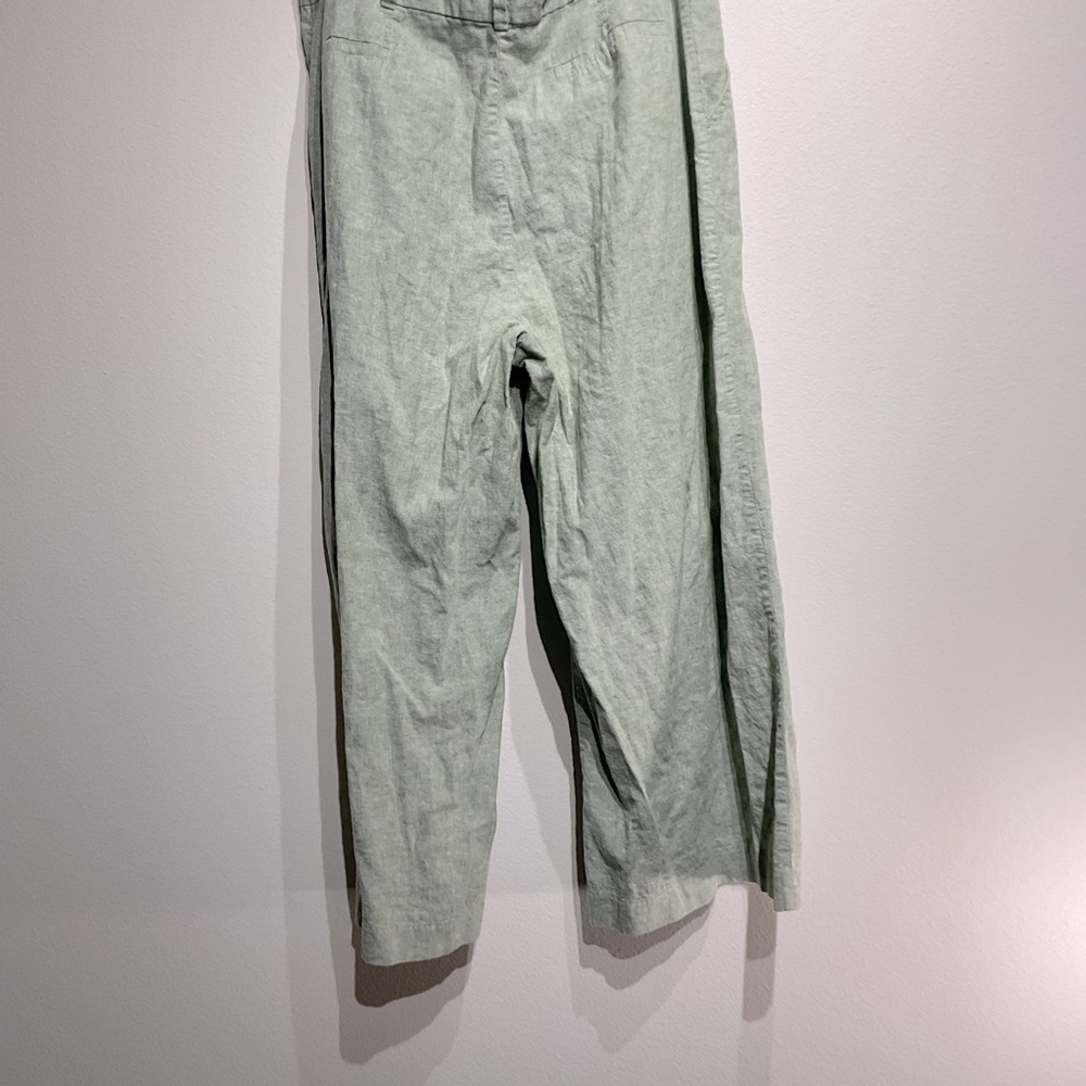 INC Linen Blend Size 14 Wide Leg Ankle Pants Flowy Beachy with Belt Same Color - Picture 4 of 10